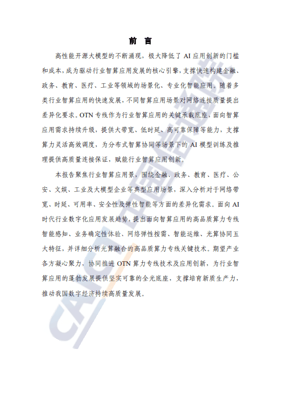 AI 时代高品质全光算力专线研究报告(2025 年)