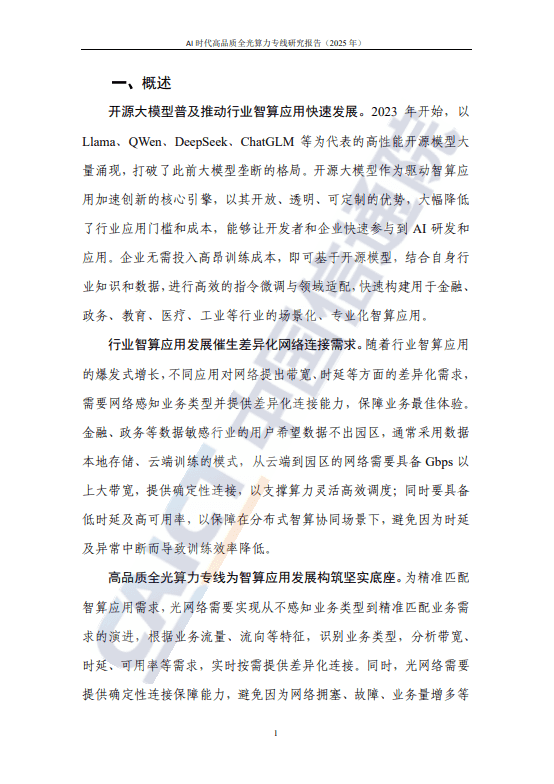 AI 时代高品质全光算力专线研究报告(2025 年)