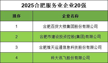 2025合肥服务业企业20强