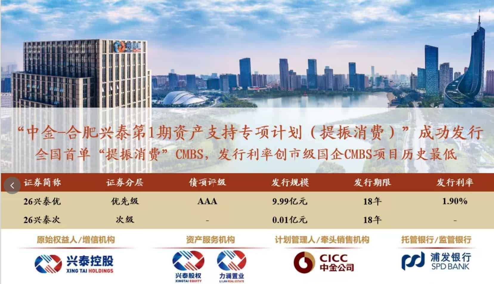 兴泰控股成功发行全国首单“提振消费”CMBS